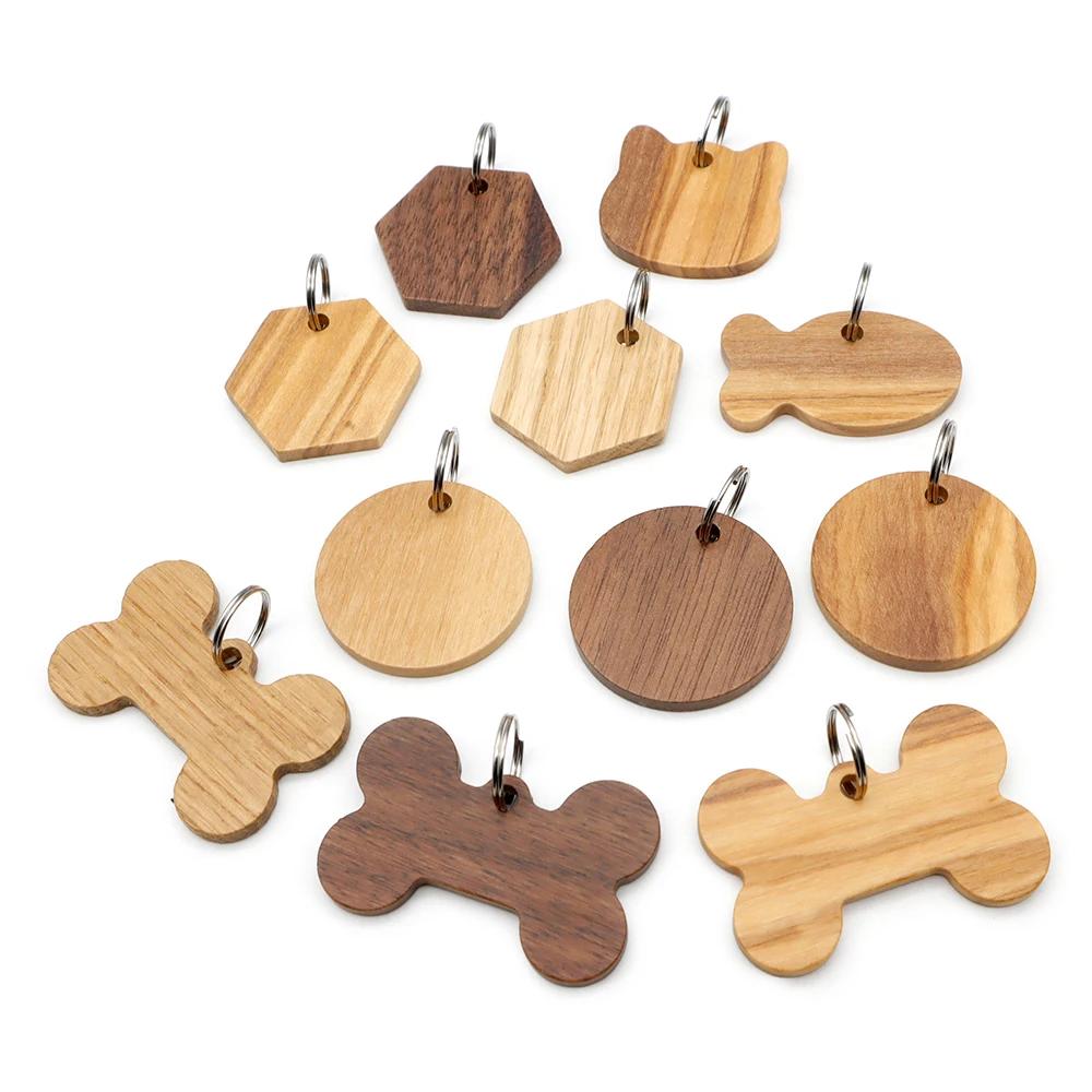 Étiquette d'identification de chien en bois, plaque signalétique personnalisée pour chiot, Anti-pert