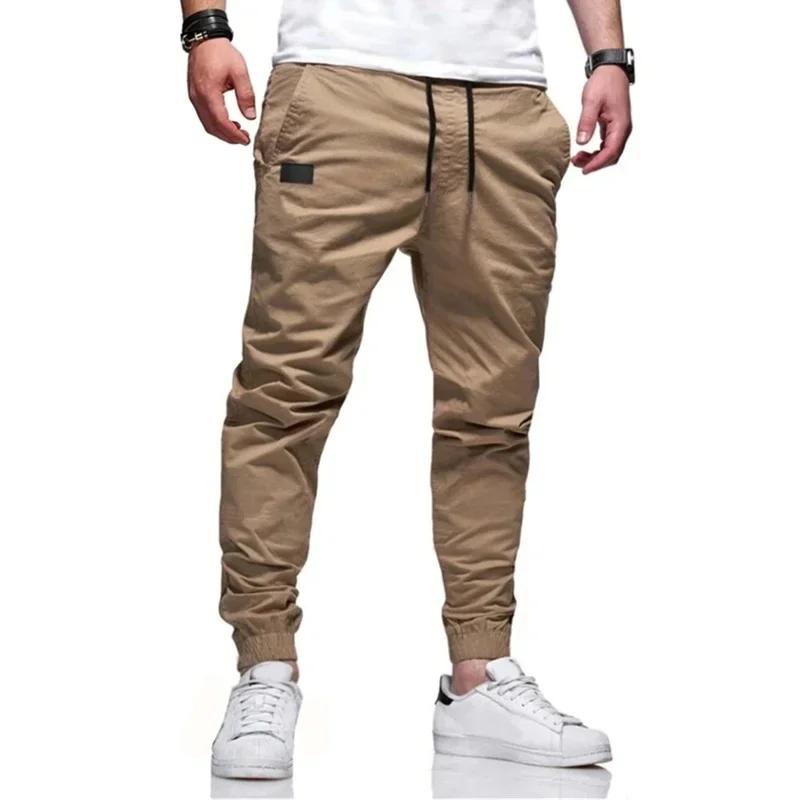 Nouveau printemps automne mince hommes pantalons sport Joggers pantalon hommes couleur unie pantalon