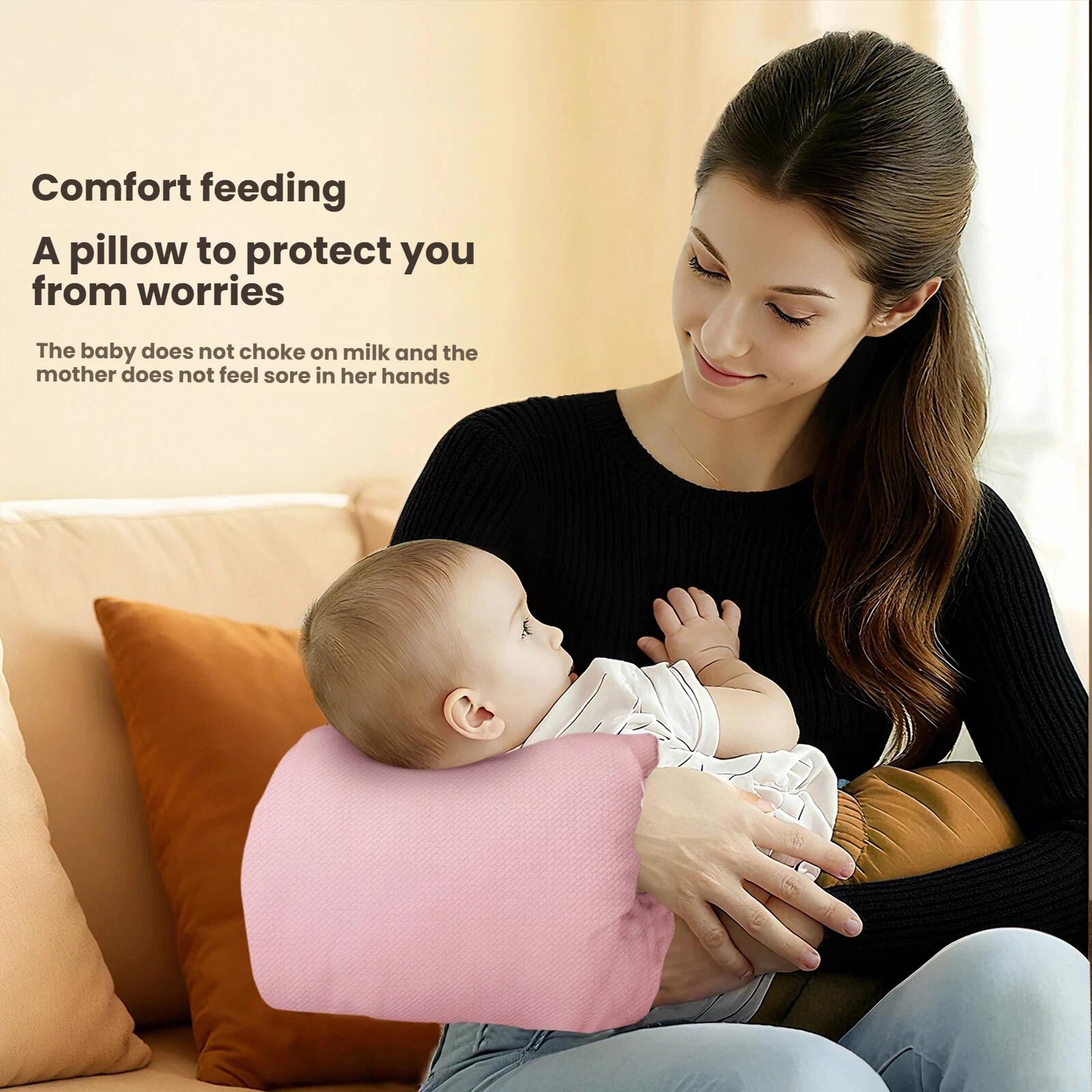 Oreiller d'allaitement peluche pour bébé - Coussin confortable avec bras chauds pour période lactation