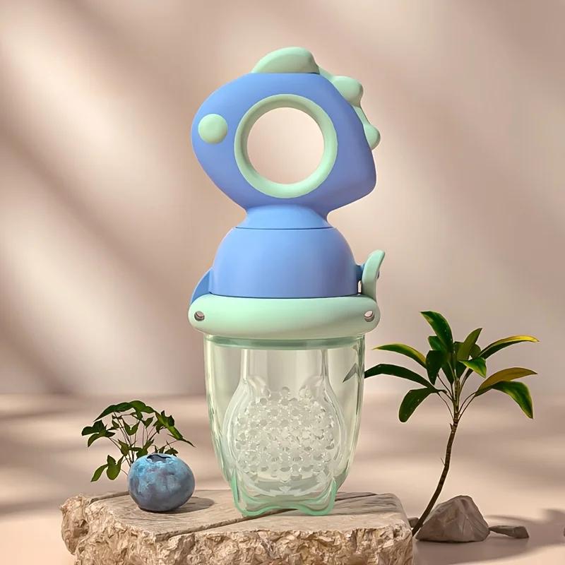 Mangeoire à fruits pour bébé de Type poussoir rotatif dinosaure, mangeoire à aliments frais en Silic