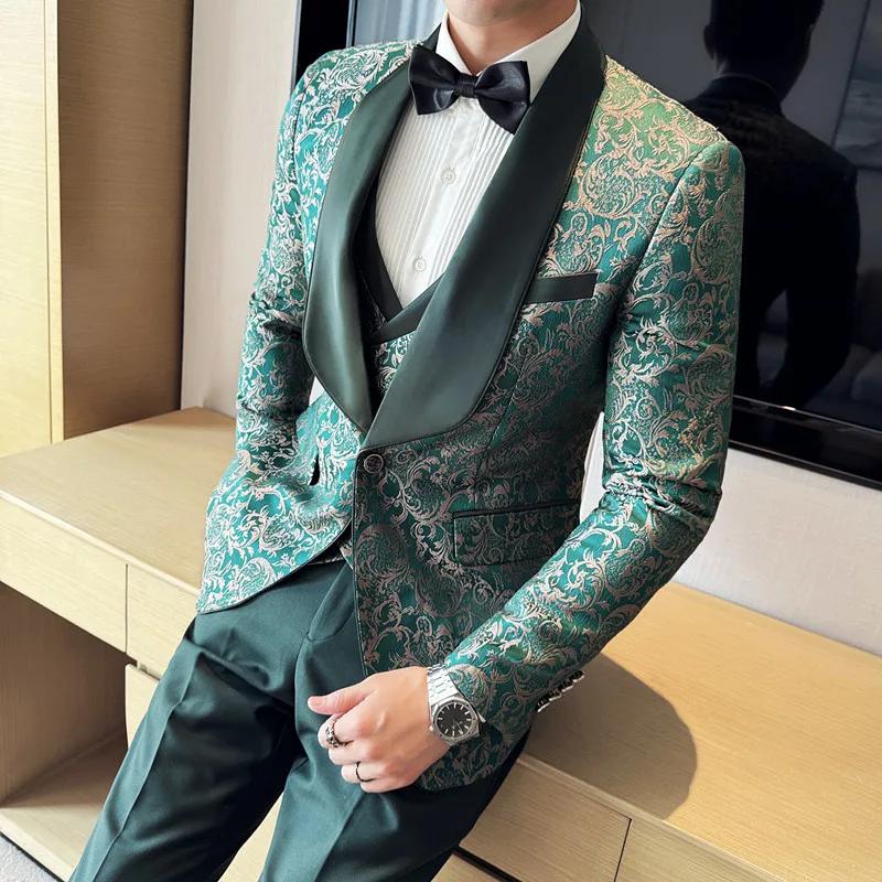 Costume trois pièces pour homme style britannique décontracté chic printemps 2025 – Gilet, pantalon 