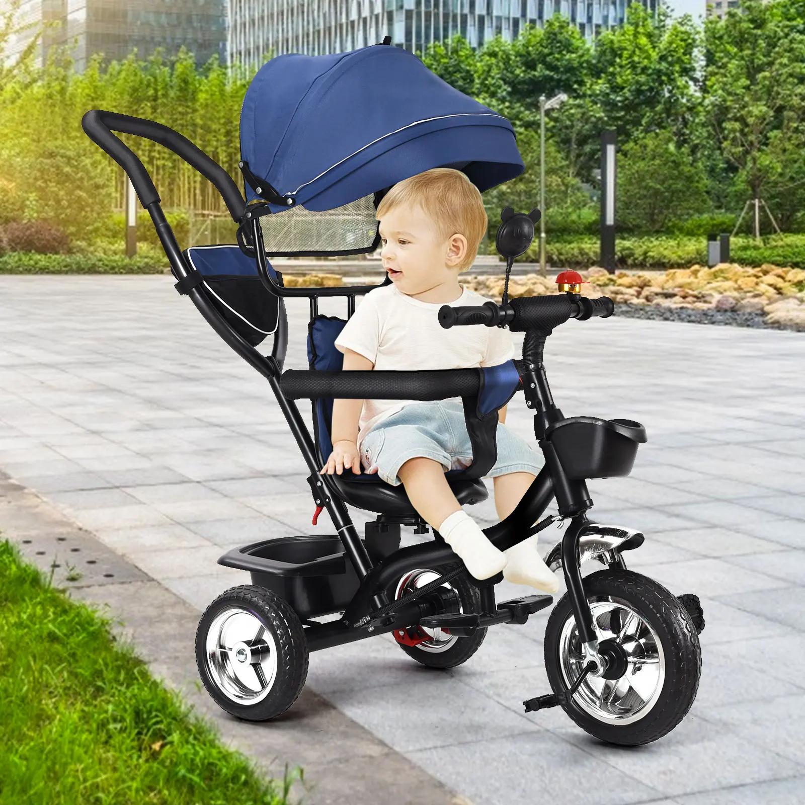 Tricycle pour enfants avec siège réversible, Tricycle de vélo pour enfants avec espace de rangement,