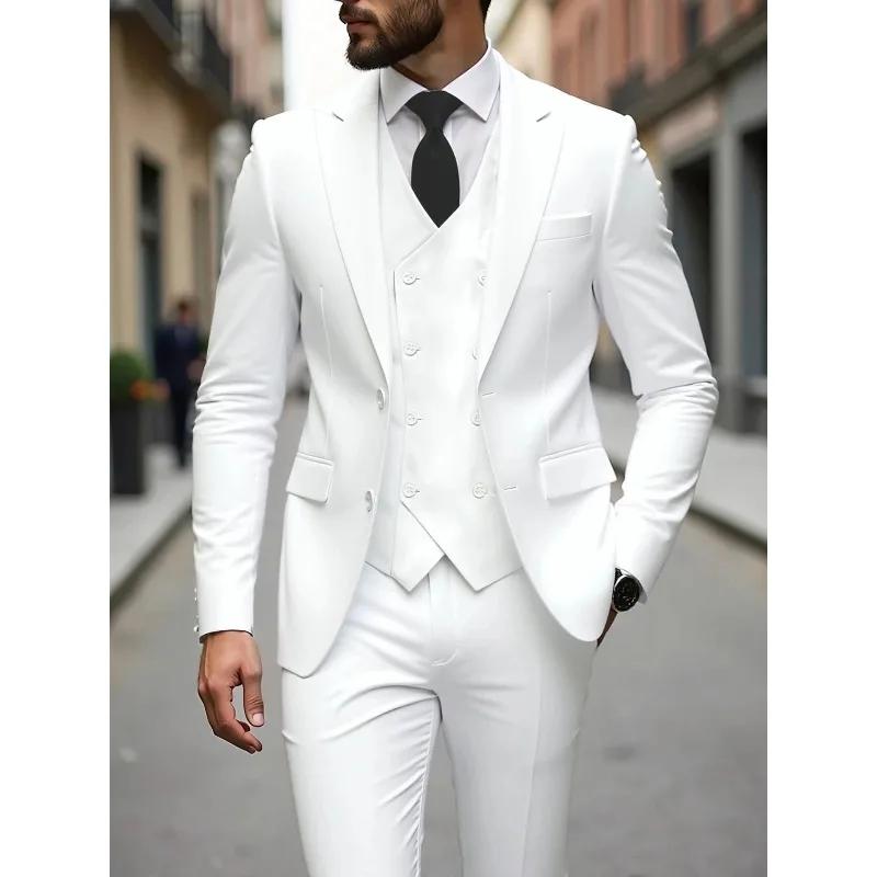 Costume de Mariage Quatre Saisons pour Homme Grande Taille, Style Coréen, Coupe Slim, Ensemble Trois