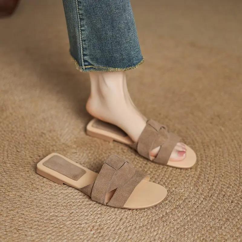 MORAZORA grande taille 34-43 nouvelle vache daim cuir femmes pantoufles mode à la main Mules femmes 
