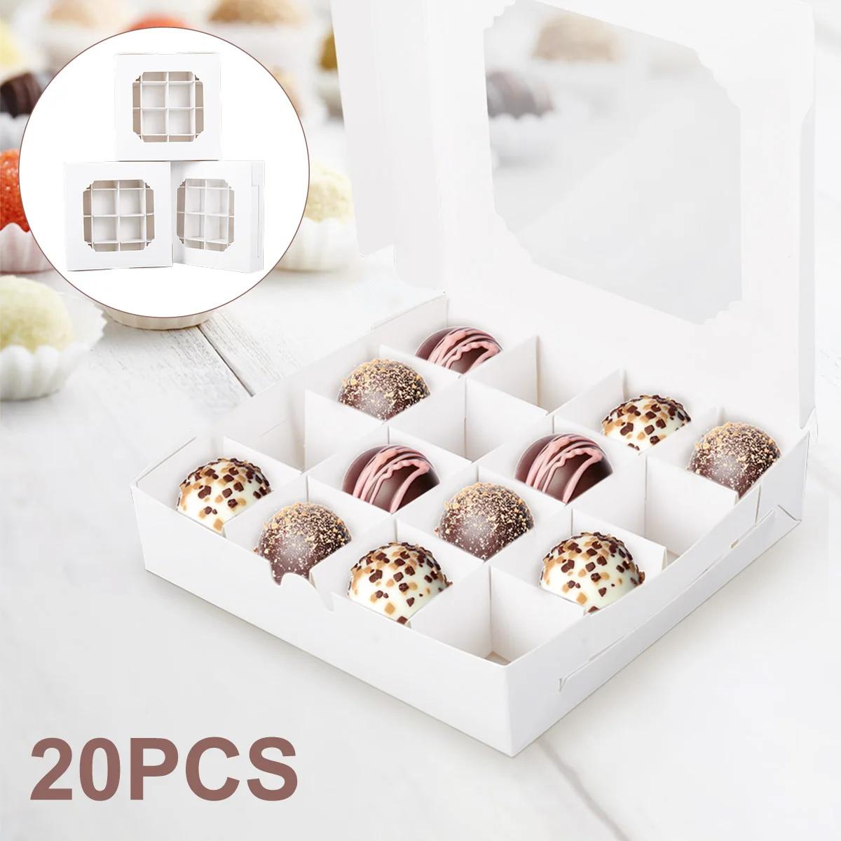 Boîtes à bonbons blanches vides avec Inserts, fenêtre transparente et séparateur pour chocolat sucré