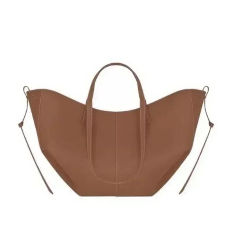 Sac à main de luxe en cuir de vachette pour femme – Grand sac fourre-tout, sac à bandoulière plissé 