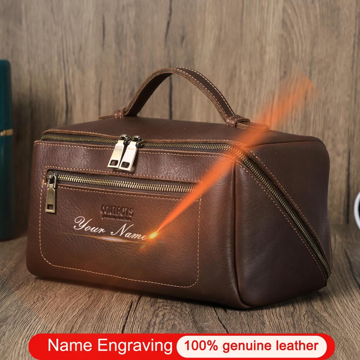 Sacs à cosmétiques personnalisés pour hommes, trousse de maquillage de luxe en cuir véritable, fourr
