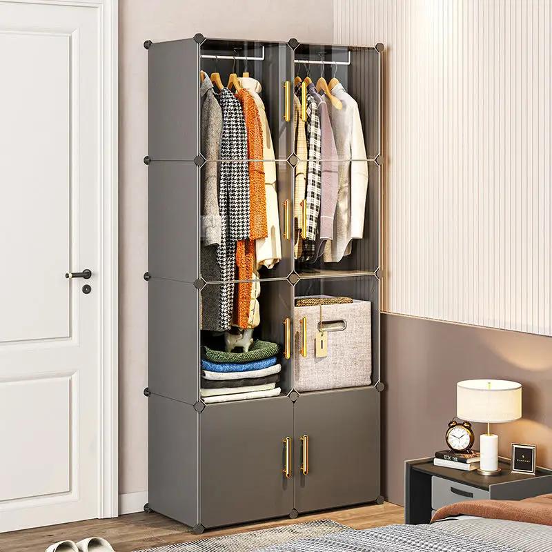 Armoire à Vêtements Robuste et Pliable en Plastique pour Chambre à Coucher, Meuble de Rangement en F