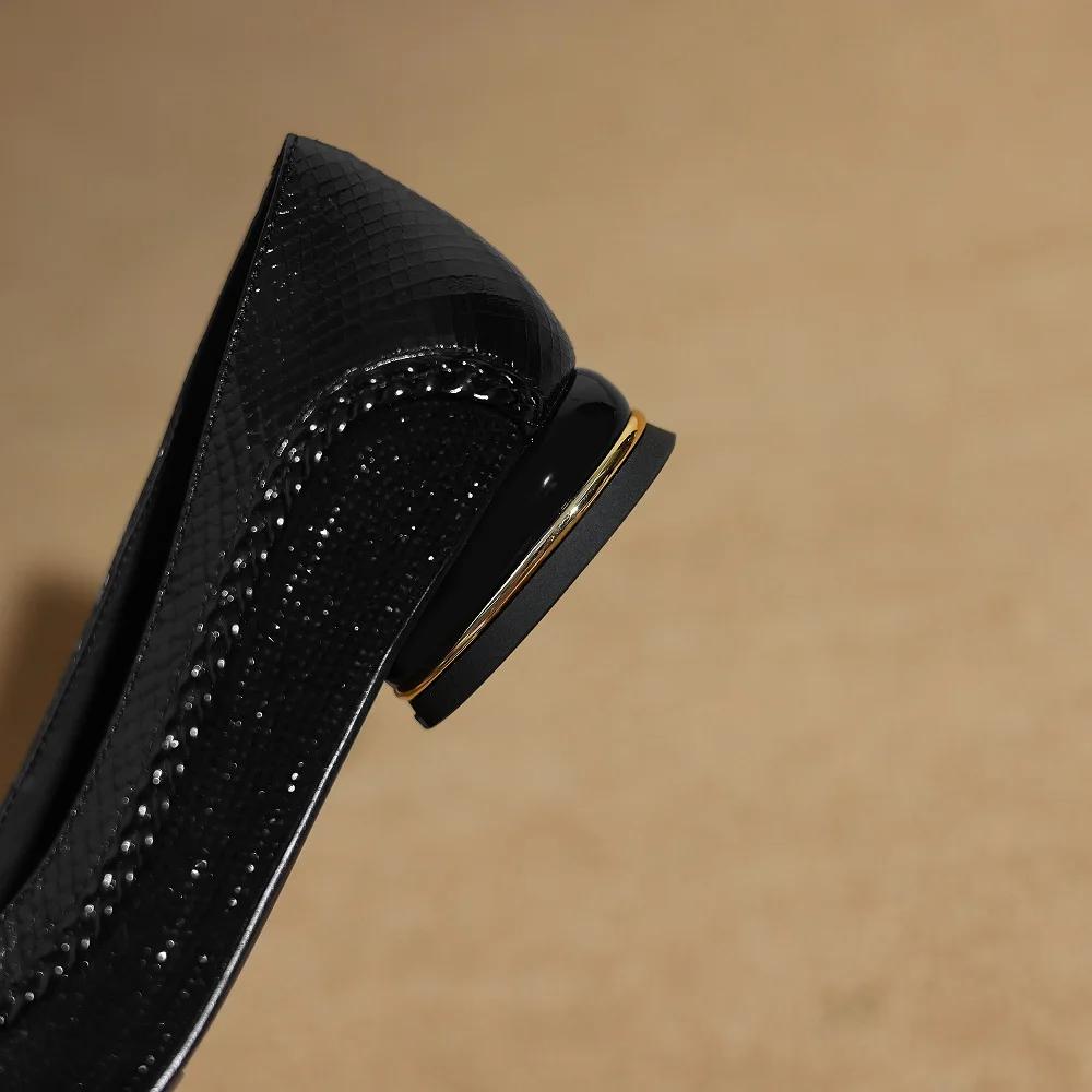 【JOCHEBED HU】 femmes en cuir véritable patchwork bout pointu chaussures plates à enfiler dames éléga