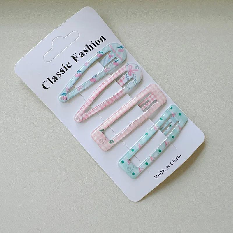 Épingle à cheveux BB à carreaux, 4 pièces, Clips latéraux pour filles et femmes, accessoires pour ch