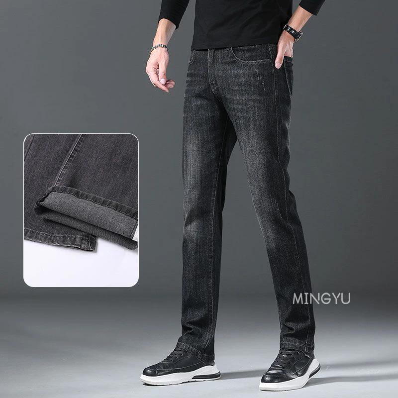Jean en coton de haute qualité pour hommes, style rétro gris, coupe slim, extensible, streetwear, im