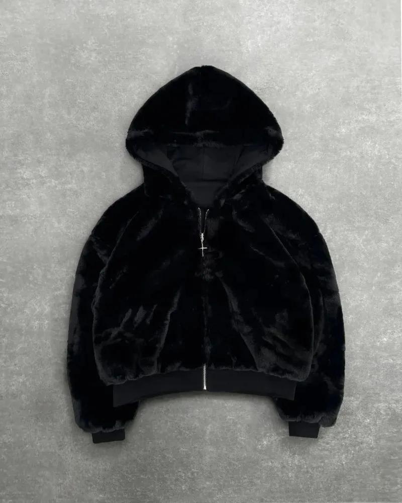 Hip-hop nouveaux vêtements double face Harajuku rétro imprimé léopard à la mode ample sweat à capuch