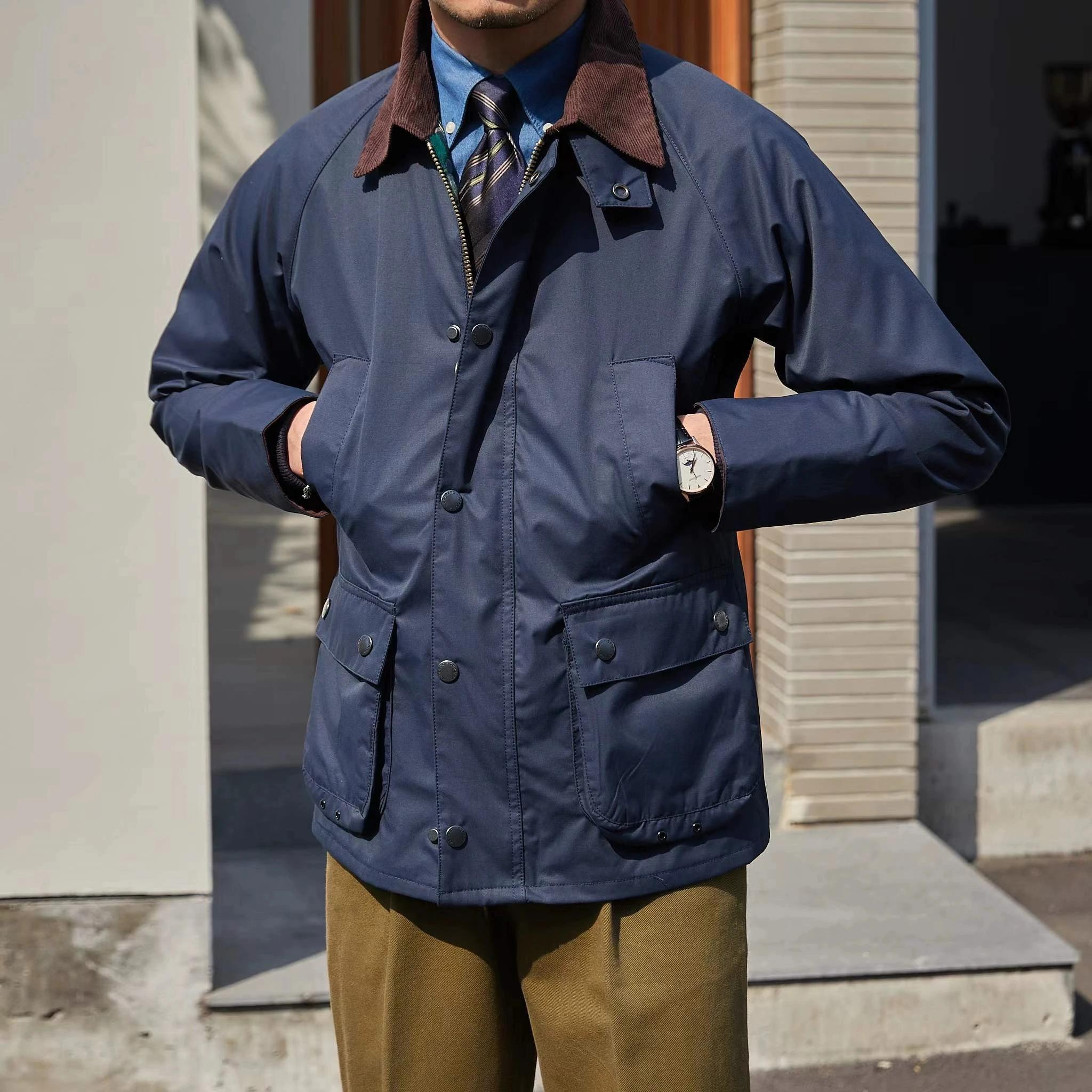 Veste de chasse rétro britannique pour homme, coupe-vent imperméable, vêtements de travail en cire d