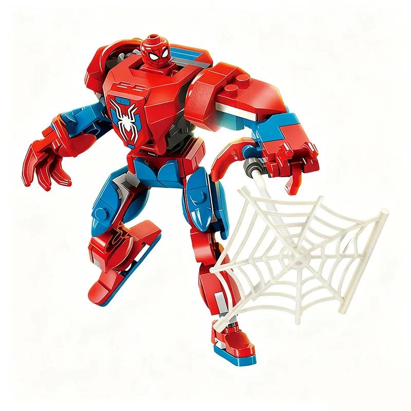 Bloc de figurines d'action de super-héros, Spiderman Miles Iron Man, Machine de guerre MOC à assembl