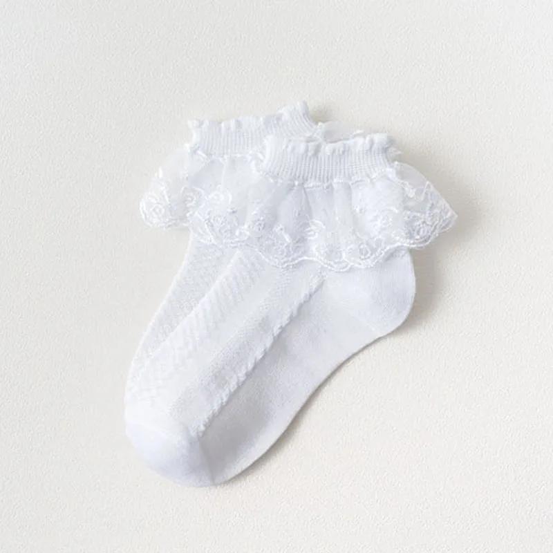 5 paires de chaussettes à volants en dentelle pour filles, en coton, respirantes, confortables, ador