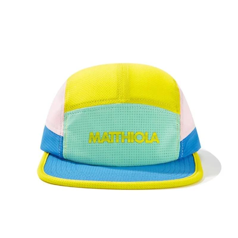 Casquette de baseball 5 panneaux color block pour hommes et femmes, en nylon imperméable avec motif 