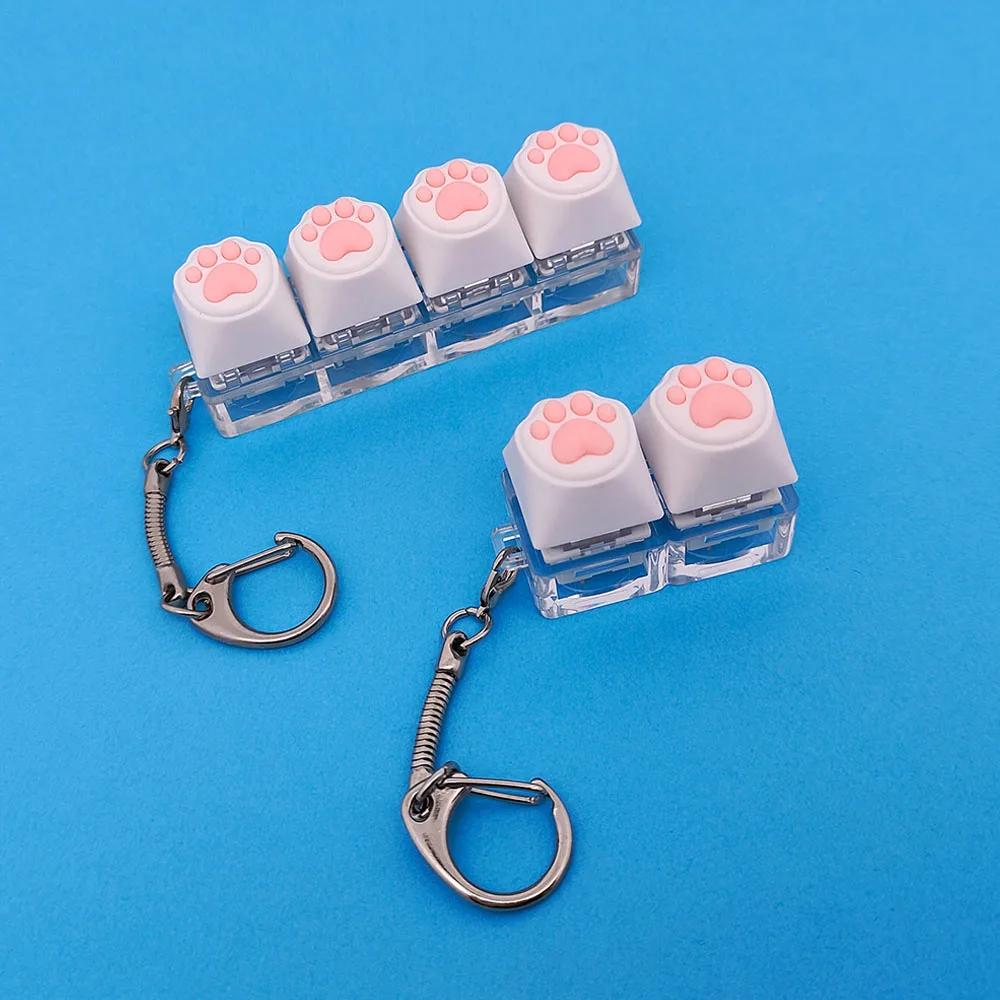 Touches de jouet de décompression du bout des doigts, en Silicone souple, pattes de chat, porte-clés
