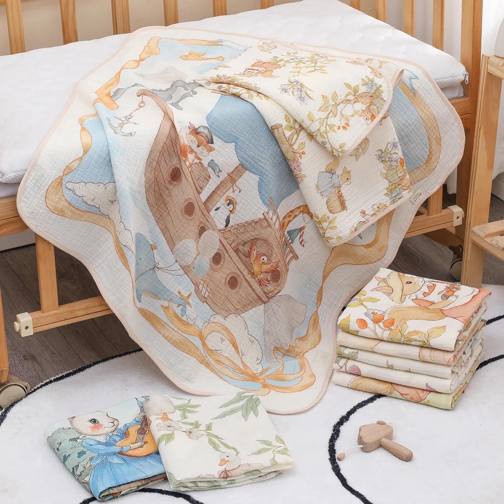 Serviette de bain pour nouveau-né, serviette de bain en gaze de coton pur, couverture douce pour enf