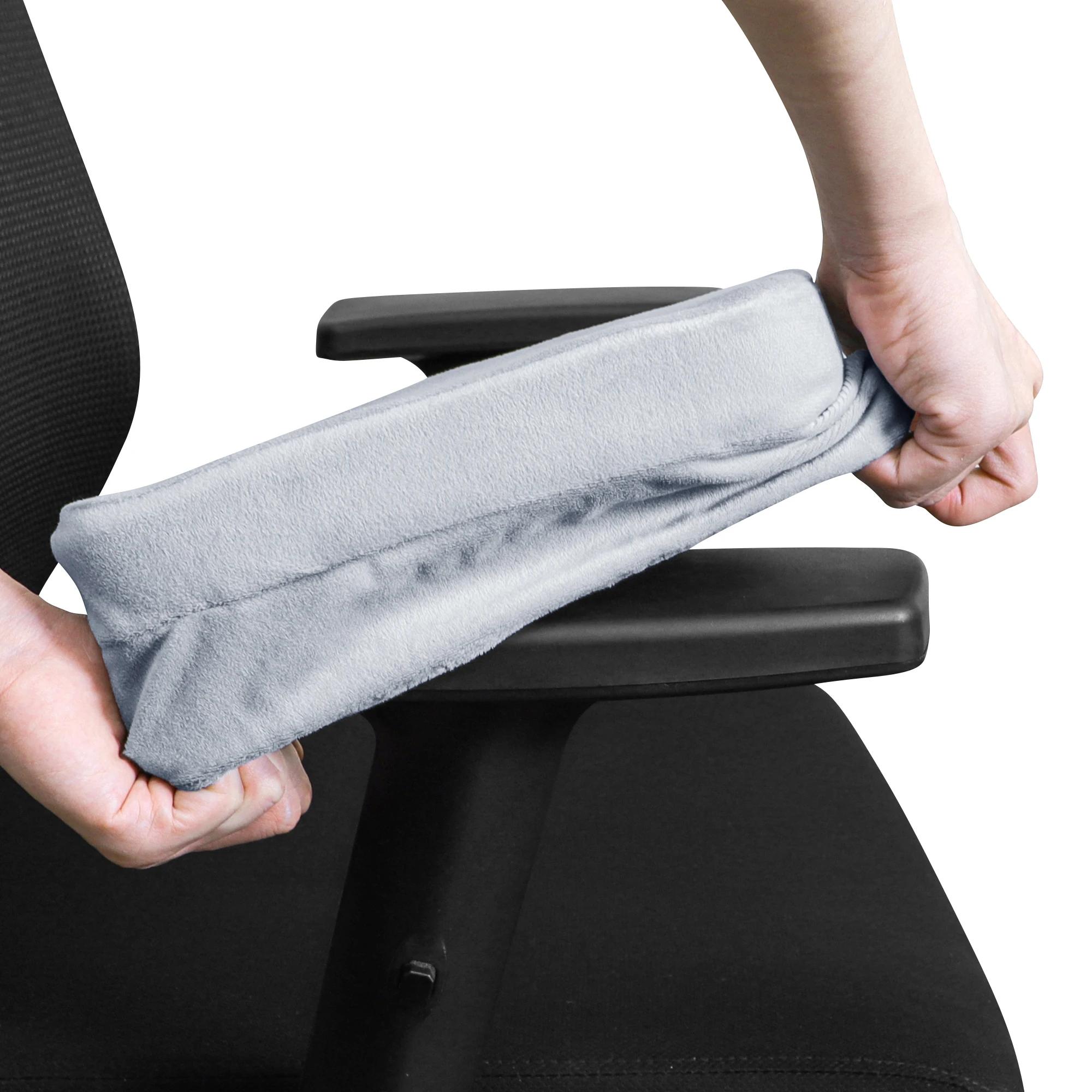 Housses d'accoudoir de chaise de bureau pour coudes et avant-bras, ensemble de 2 pièces en velours é