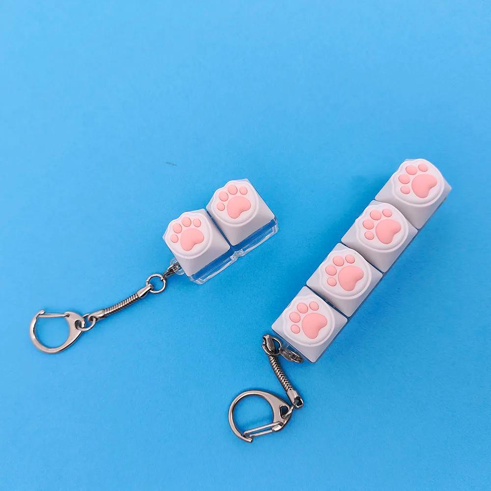 Touches de jouet de décompression du bout des doigts, en Silicone souple, pattes de chat, porte-clés