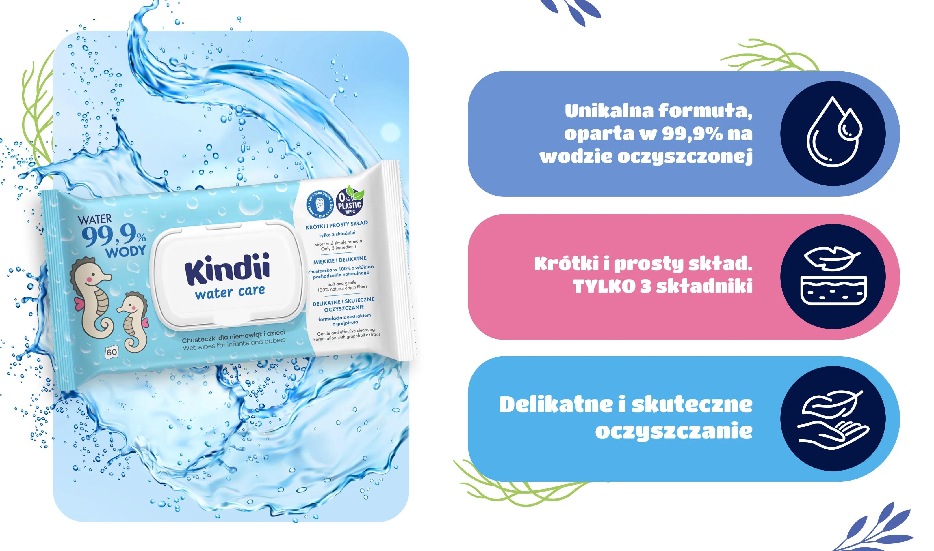 Kindi lingettes pour bébés et enfants 99.9% eau soin 60 pièces x16