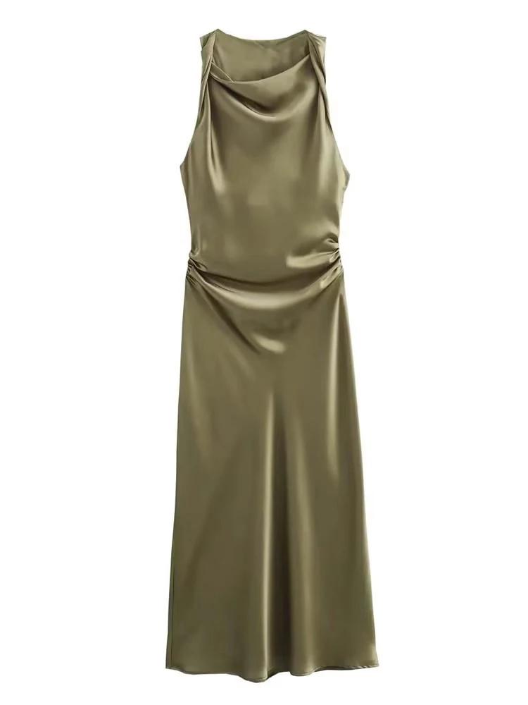 Robes longues en satin pour femmes 2026 – Robe midi d'été sexy pour femme, robe de soirée élégante s