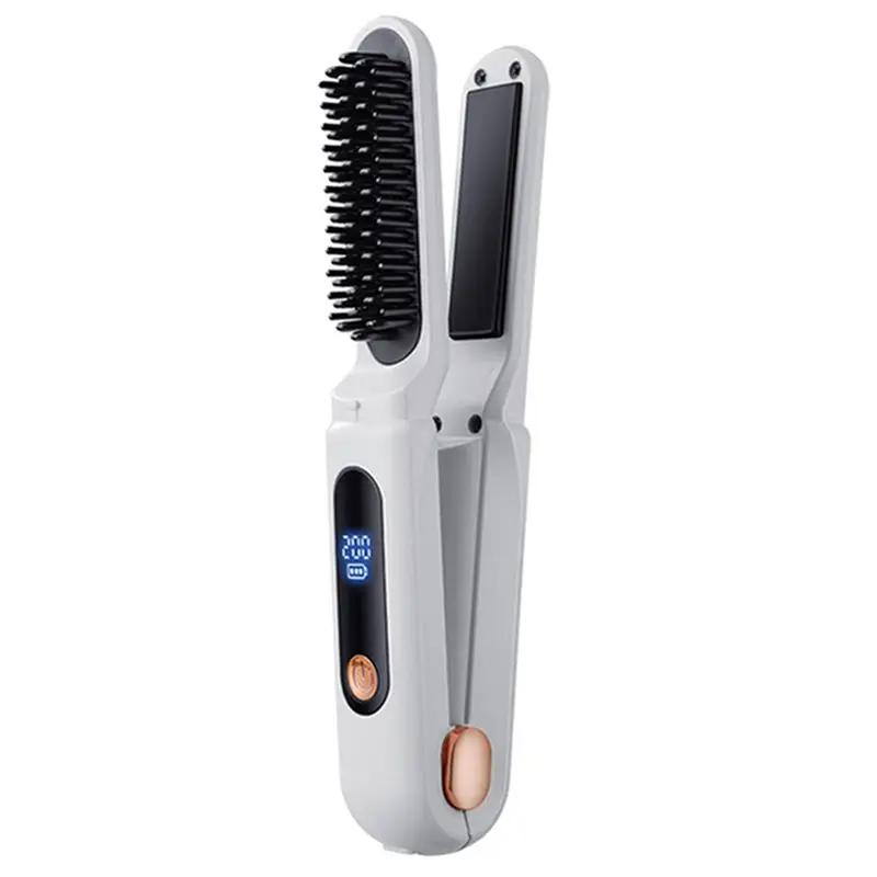 [NOUVEAU!ABMK】 Peigne lissant numérique 2 en 1, fer à lisser pour cheveux réglable en 3 températures