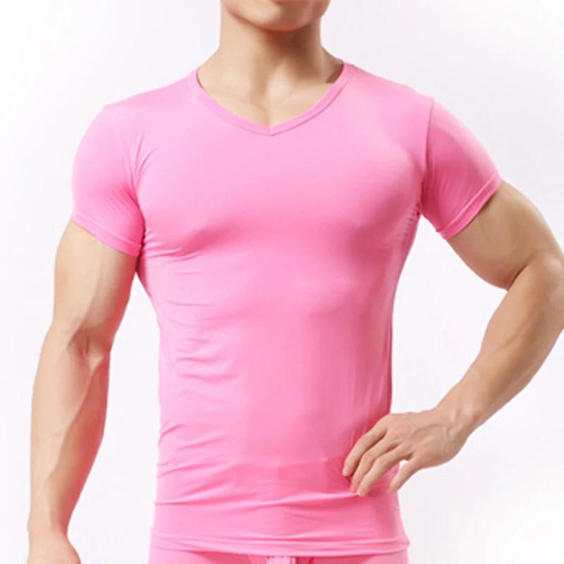 Sous-vêtements transparents pour hommes, maille de soie glacée, chemises de base transparentes, sous