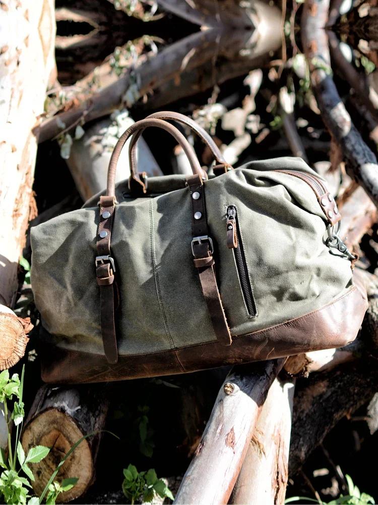 MUCHUAN hommes sacs de voyage M sacs à bagages à main toile cuir voyage sacs polochon sacs à bandoul