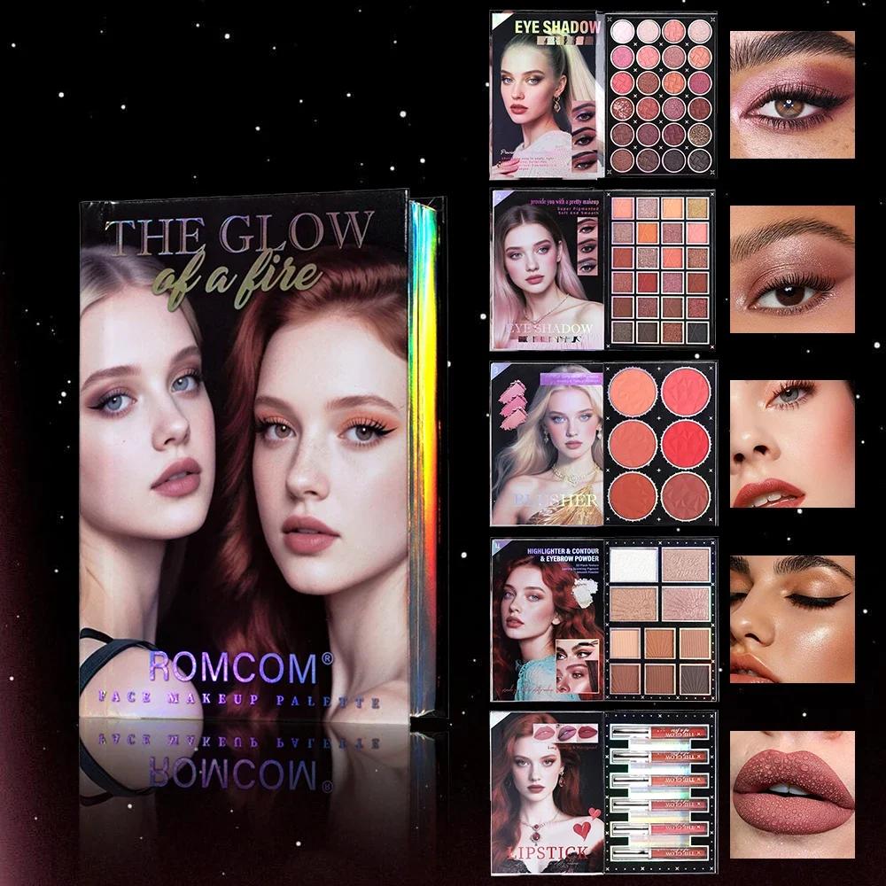 livre magique de maquillage, y compris ombre à paupières, brillant à lèvres, fard à joues en poudre,