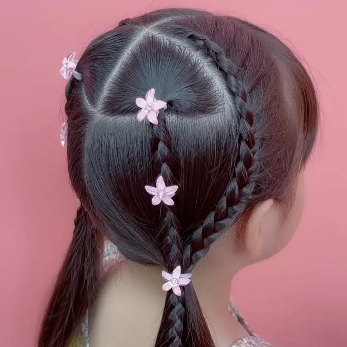 Pince à cheveux tressée, 10 pièces/ensemble, petits boutons de fleurs, épingle à cheveux pour fille,