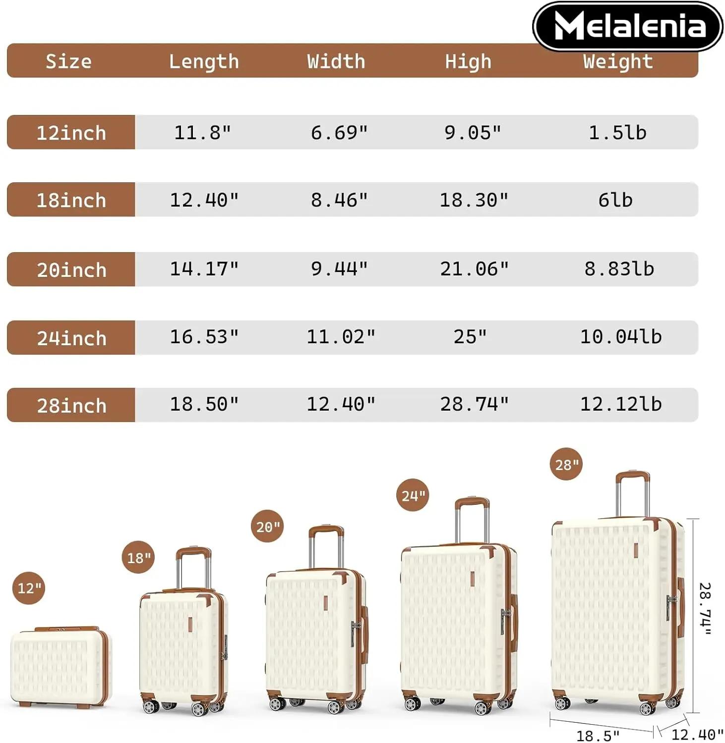 Ensemble de bagages légers et durables de 7 pièces, valise de voyage familiale avec serrure TSA et r