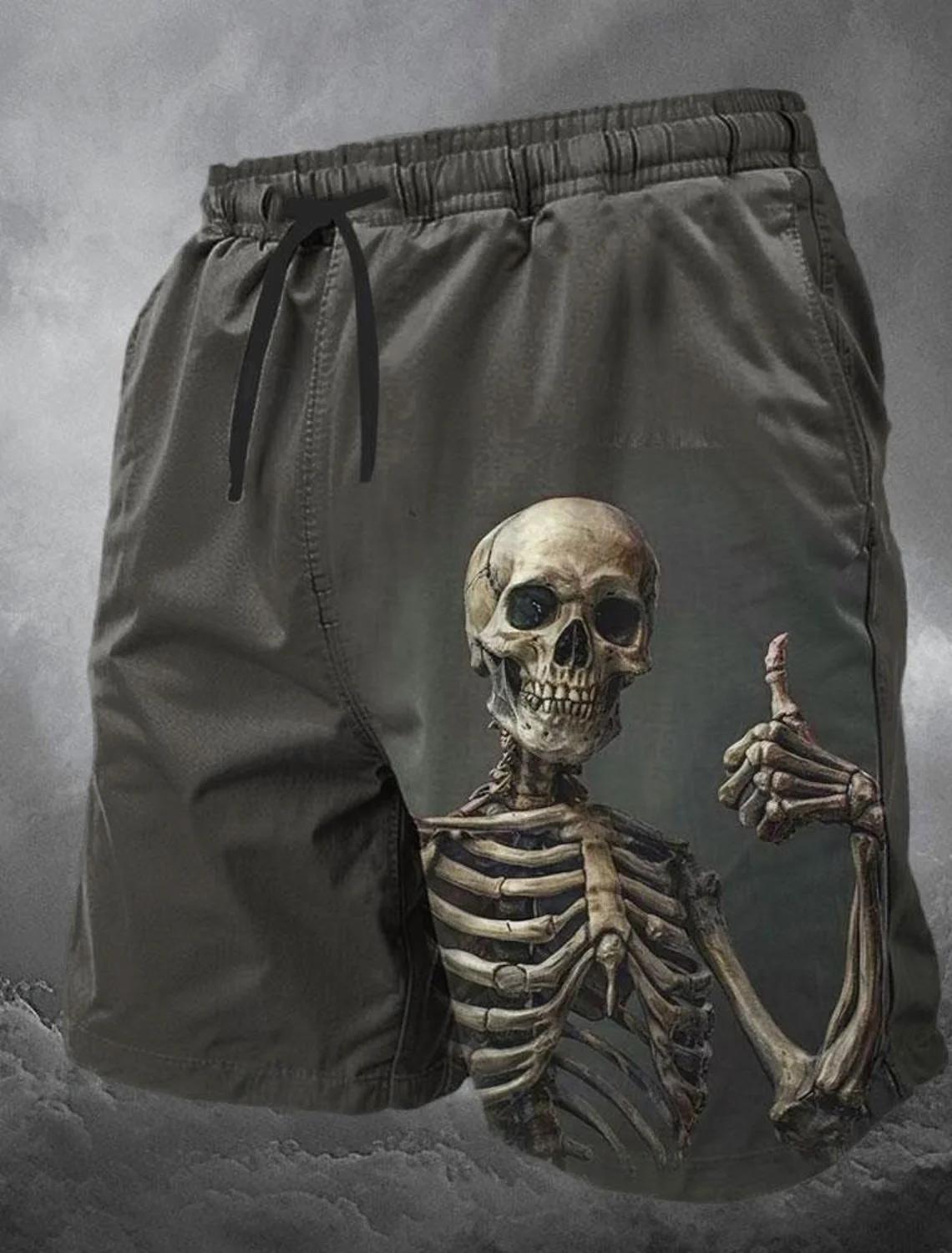 Maillot de bain long avec tête de mort pour hommes, short de Surf, tendance de rue, décontracté, vac