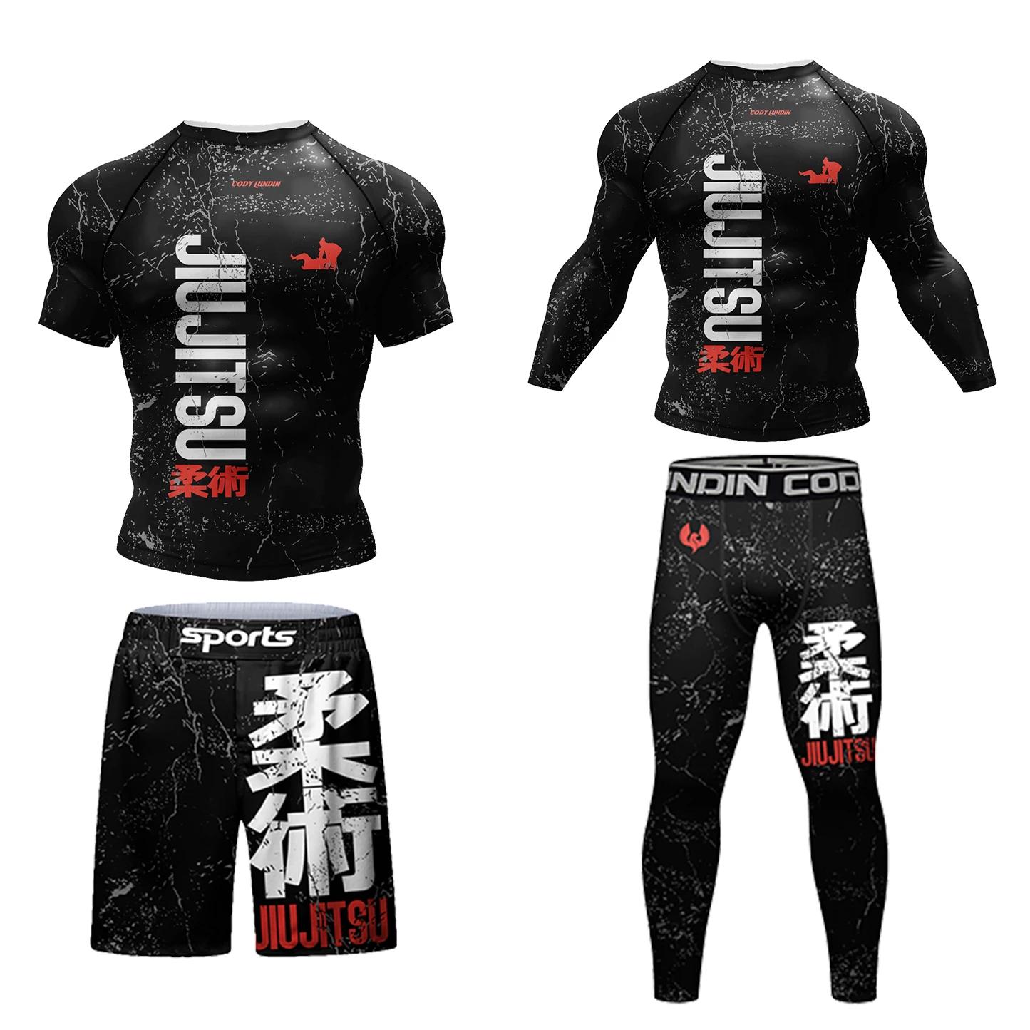 MMA Compression vêtements de Fitness hommes Jiu Jitsu Rashguard Sportsuit Muay Thai MMA Shorts anti-