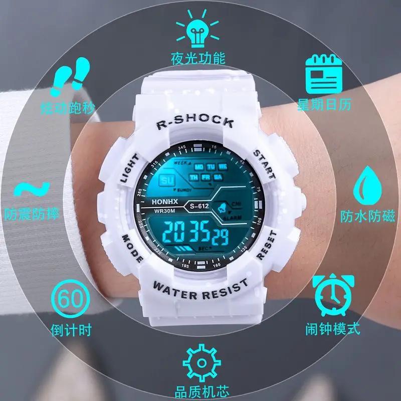 Sport de plein air hommes montre multifonction grand écran LED électronique étanche lumineux militai