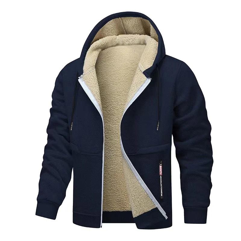 Sweat-shirt à capuche décontracté pour hommes, jeu d'animaux, polaire épaisse, doublure Sherpa, vest