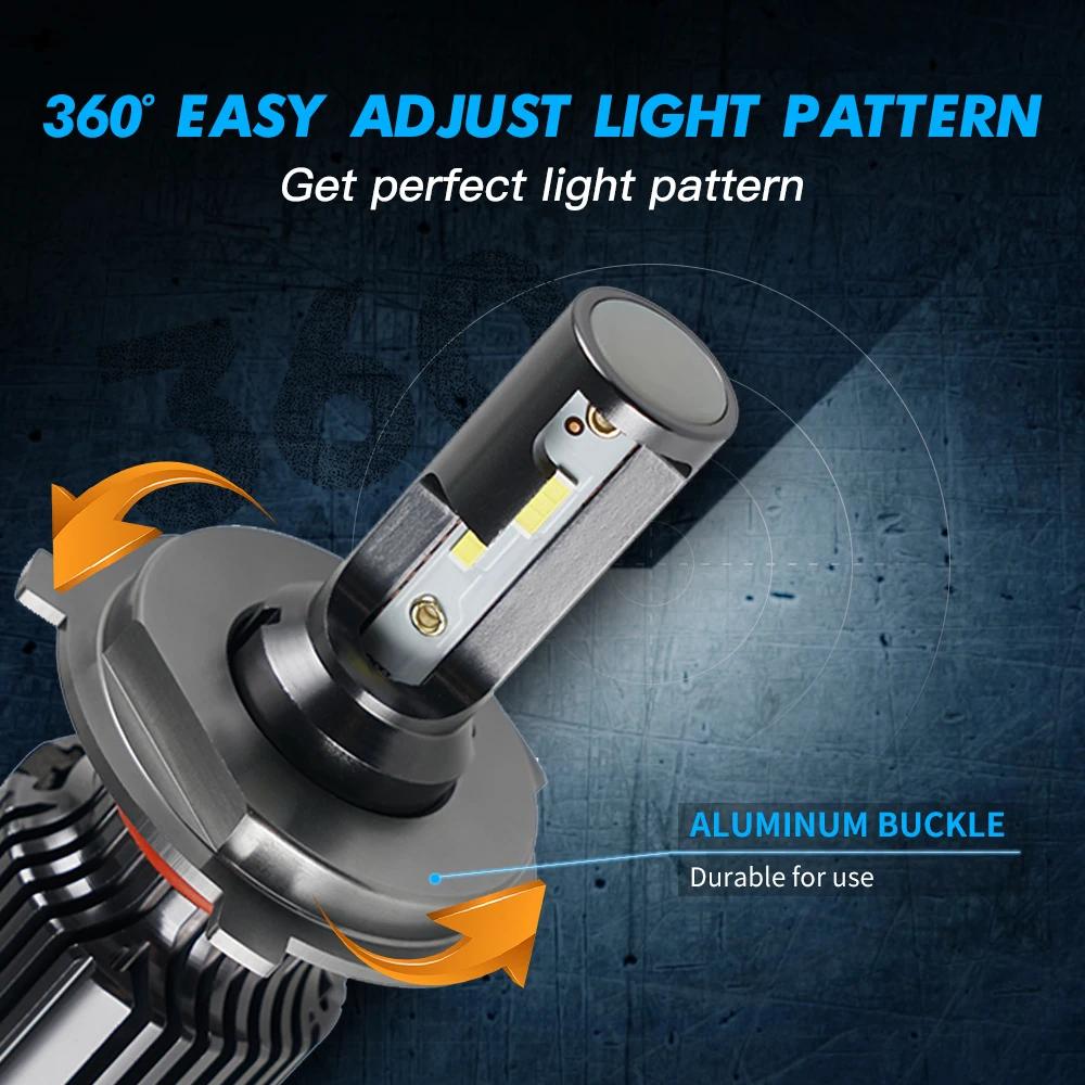 BEVINSEE Ampoule LED H4 H7 H11 50W 6000LM H1 H3 Ampoule LED 9004 9007 9008 Feux de route/croisement 