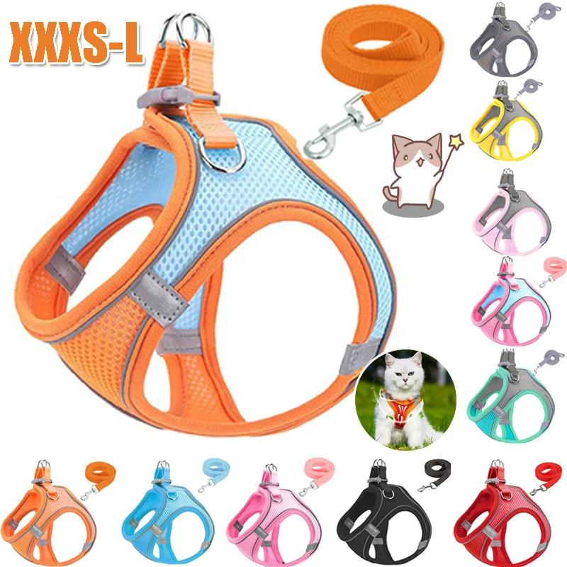 Harnais réfléchissant pour animaux de compagnie XXXS-L, sangle pour chiens avec laisse, gilet réglab