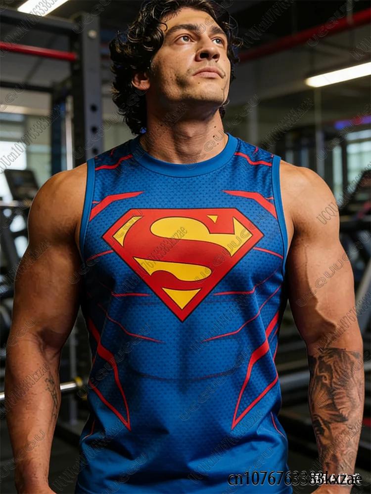 T-shirts de fitness Superman, t-shirts à manches courtes pour musculation, t-shirts décontractés à c