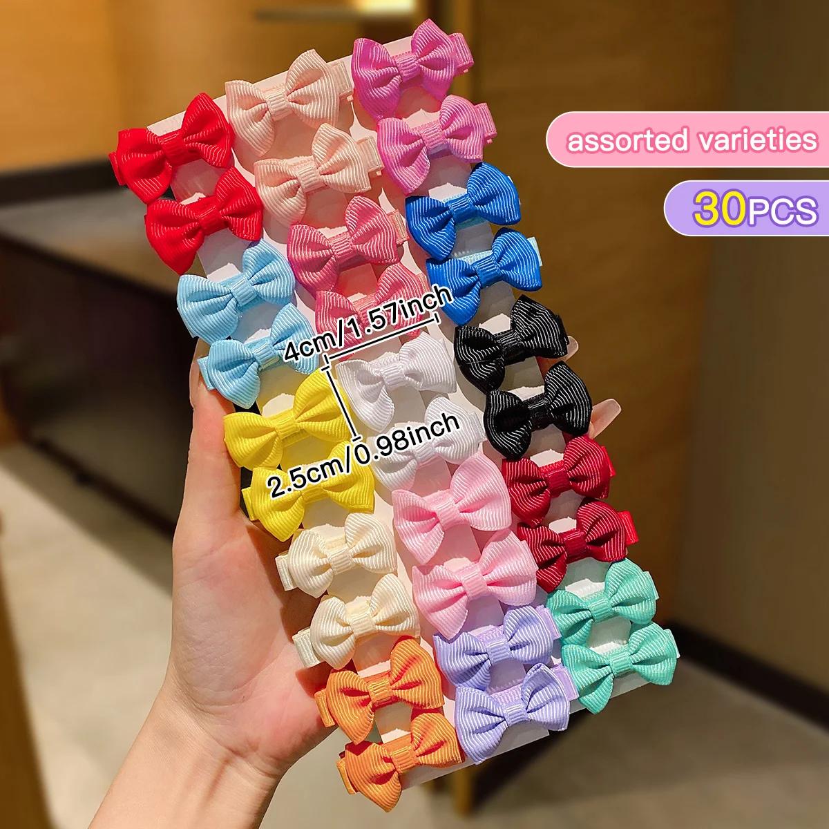 30 pinces à cheveux en tissu à nœud aléatoire coloré adaptées à un usage quotidien comme accessoires