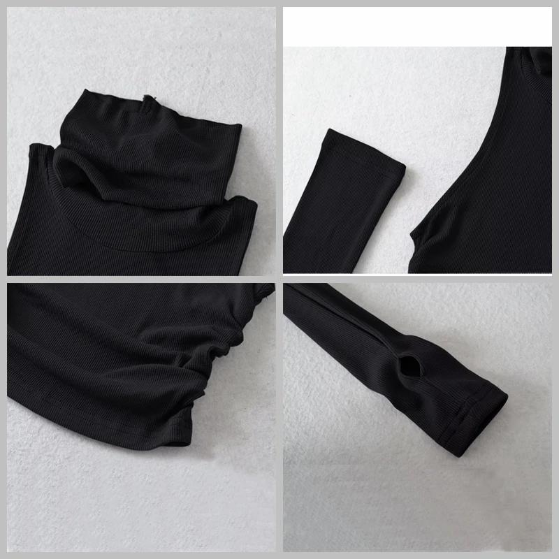 Femme vêtements automne 2025 débardeur manches couverture sans manches plis latéraux col roulé T-shi
