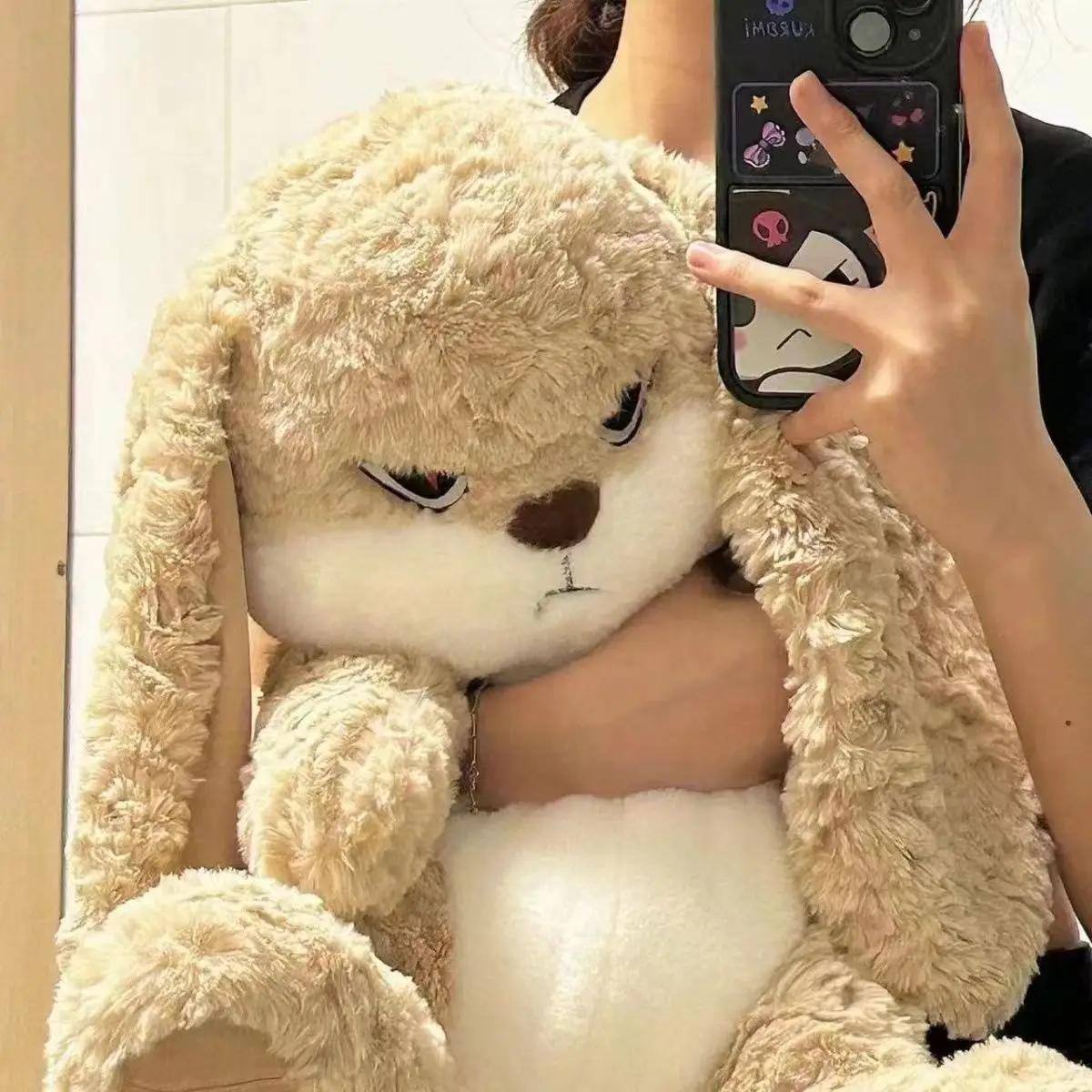 Jouet en peluche lapin en colère de grande taille, Animal mignon, poupée en peluche Kawaii, modèle d