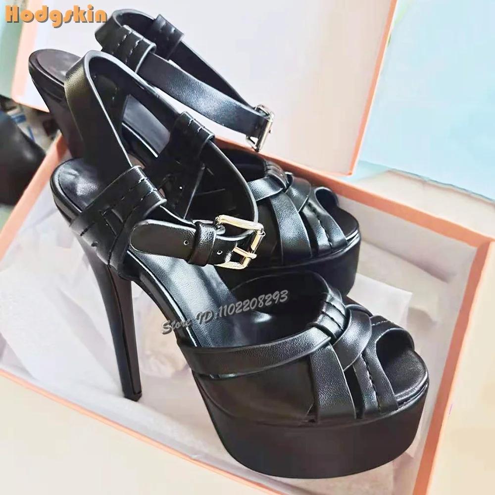 Sandales croisées roses Sexy, bout rond, sangle à boucle, plateforme en PU, talons hauts, nouvelle m