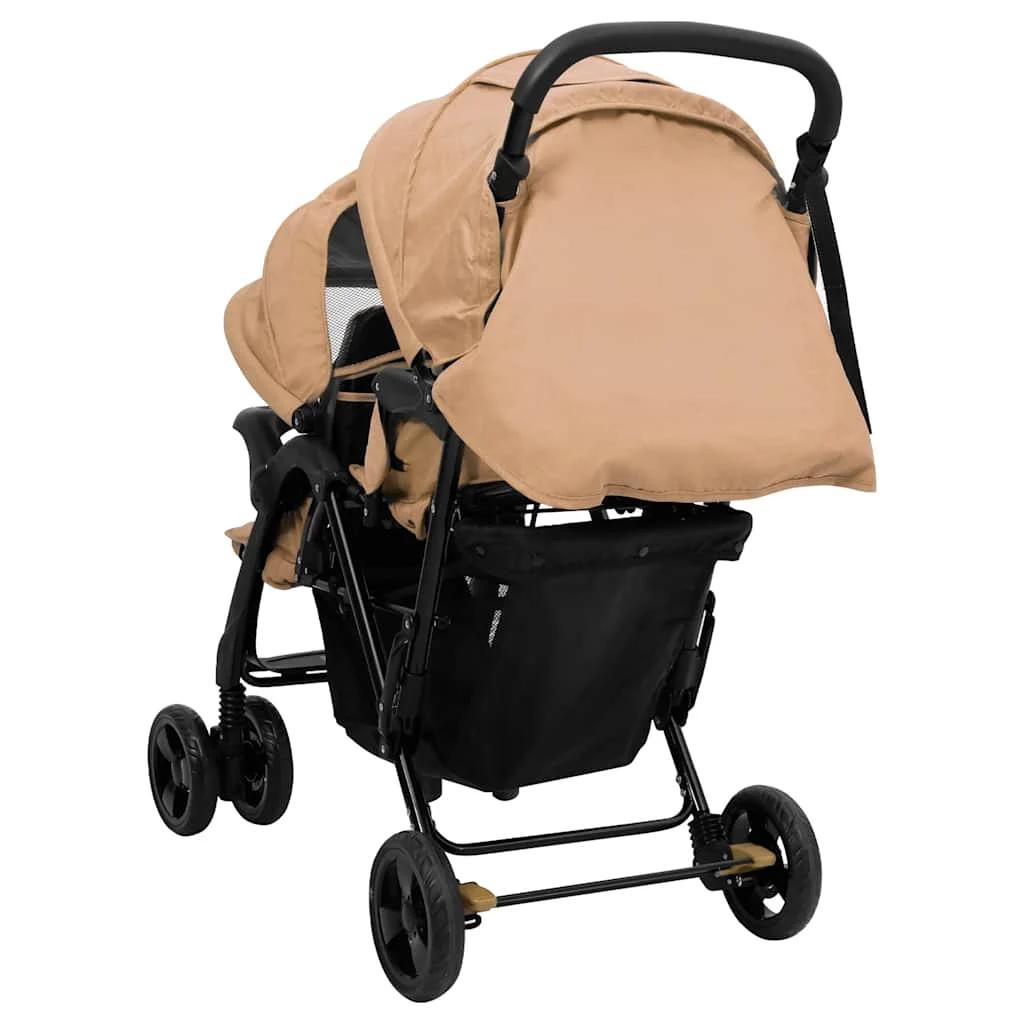 Poussette double taupe en acier 122,5 x 53,5 x 111 cm, légère, pliable, design sûr, compacte pour le