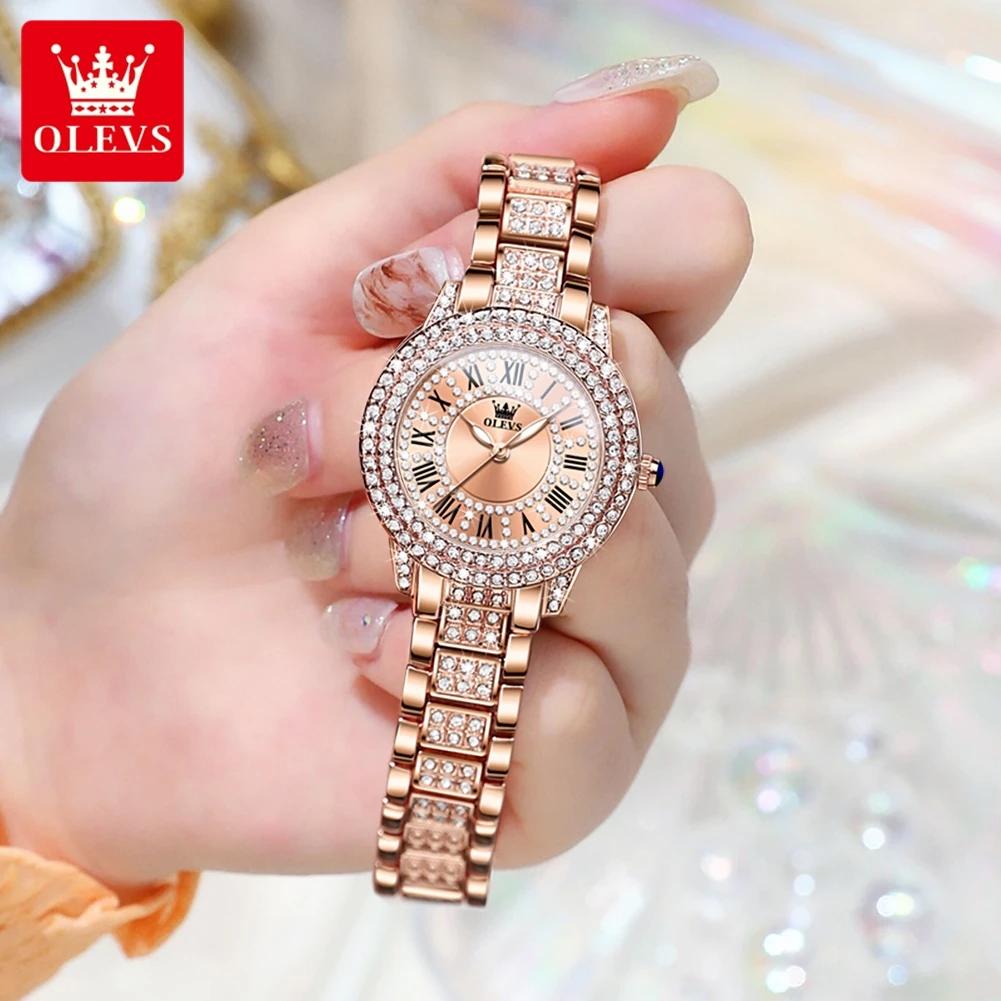 OLEVS – montre-bracelet à Quartz pour femmes, mode originale, cadran romain, diamant éblouissant, ét