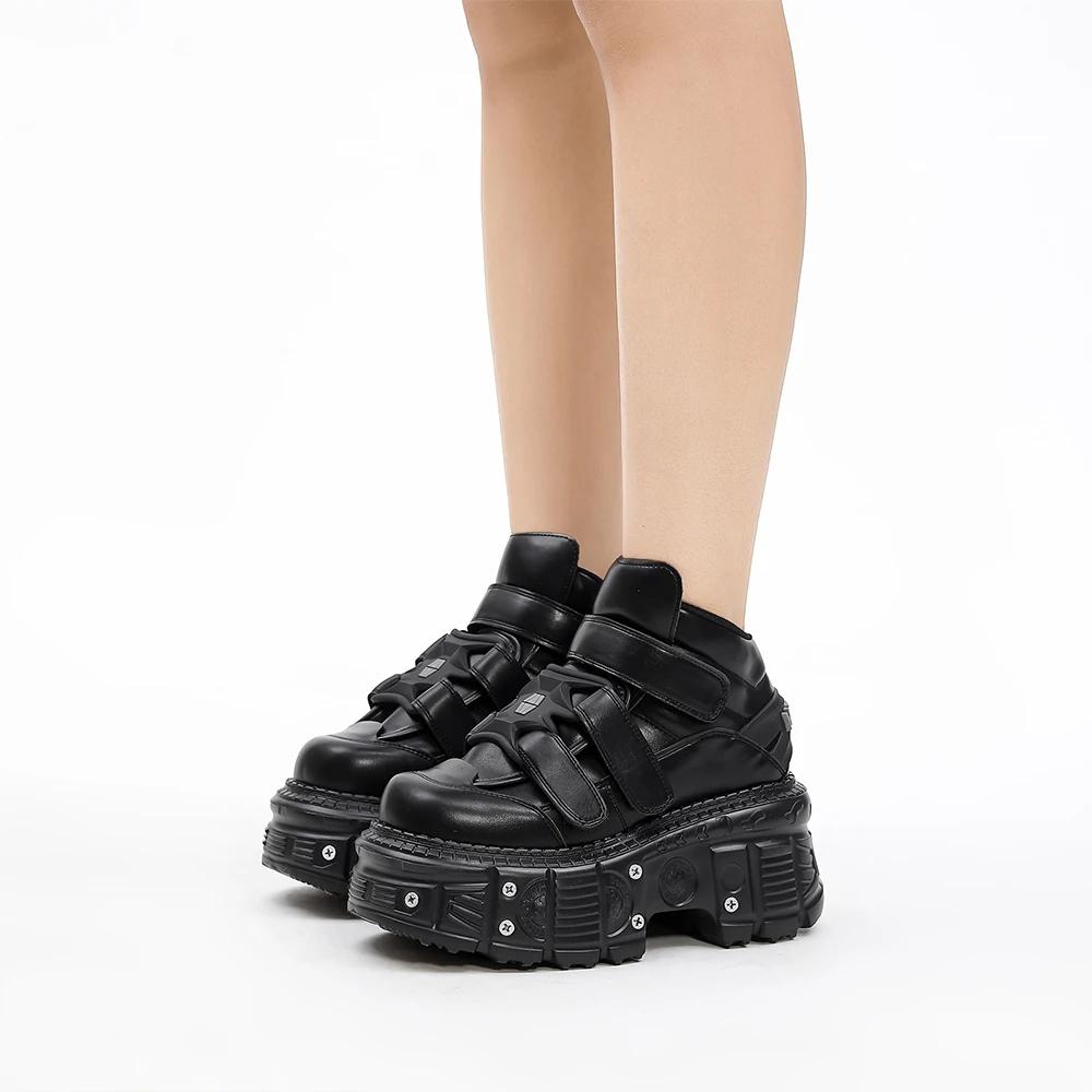 2026 nouveau Style Punk femmes chaussures à lacets talon hauteur 6CM plate-forme chaussures femme mé