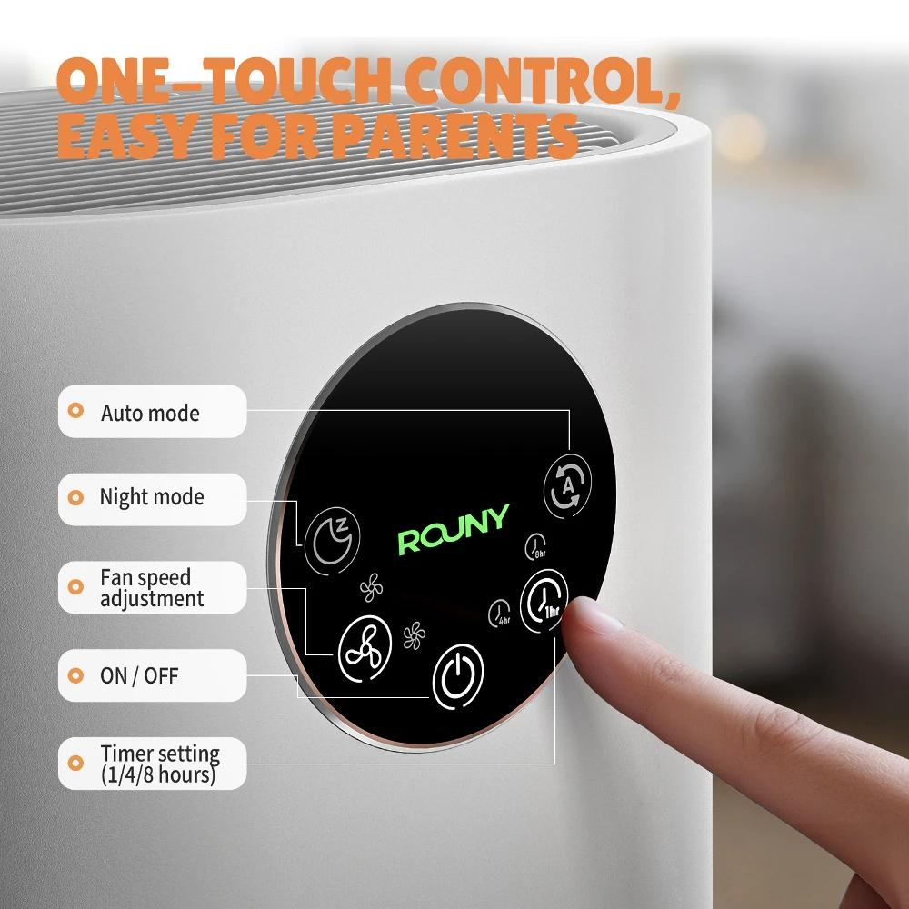 Purificateur d'air ROUNY, appareils ménagers désodorisants d'air, réglage à 4 vitesses avec équipeme