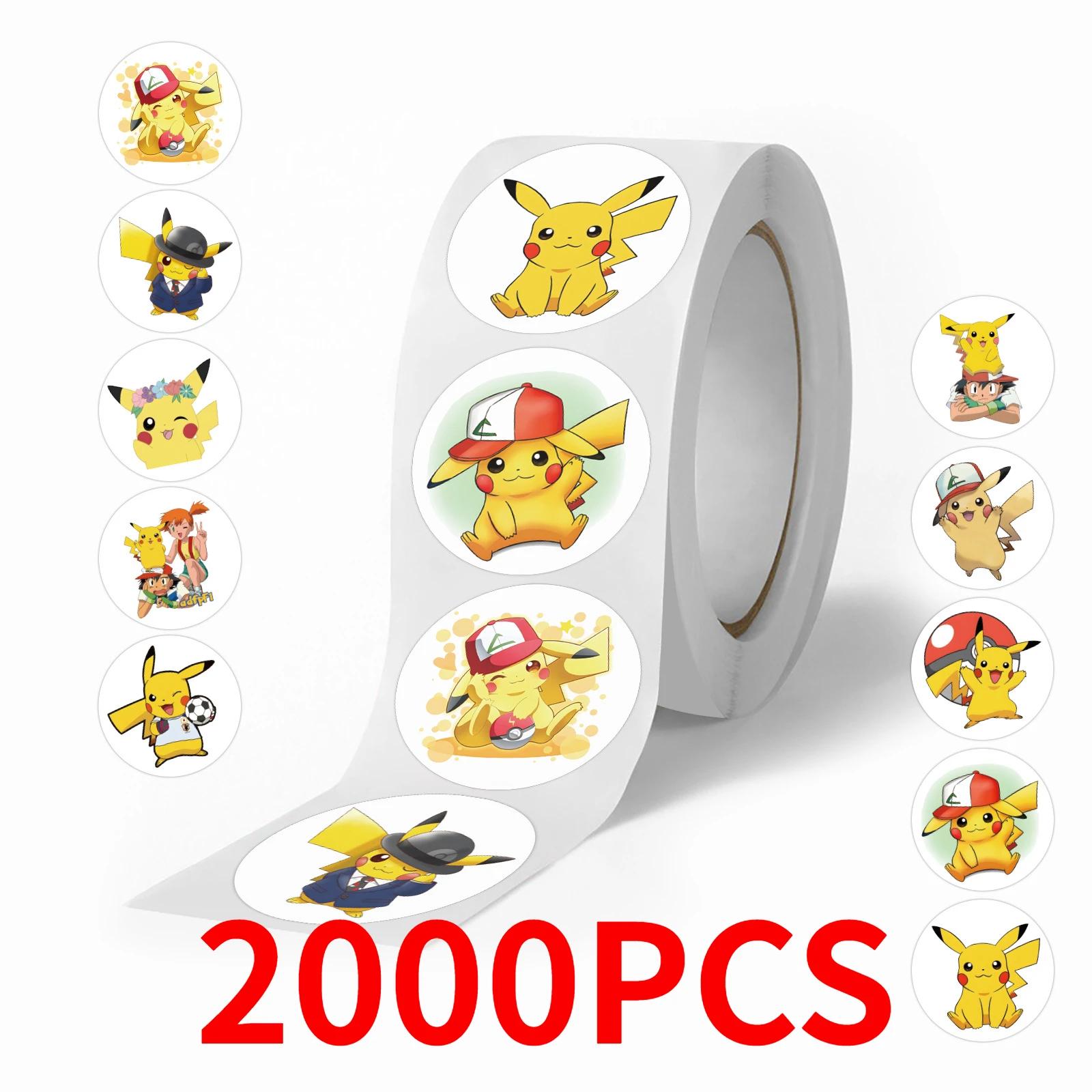 500/2000 pièces Pokemon Pikachu autocollants d'étanchéité mignon dessin animé autocollants rond bric