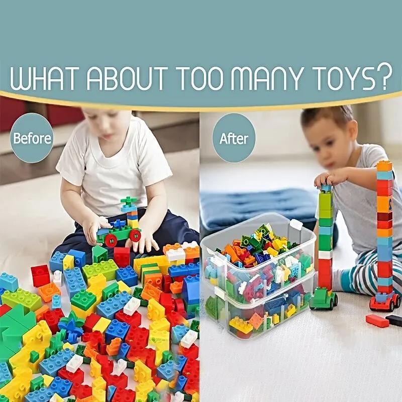 Boîte de rangement en plastique en forme de brique pour blocs de construction, bac empilable, jouets