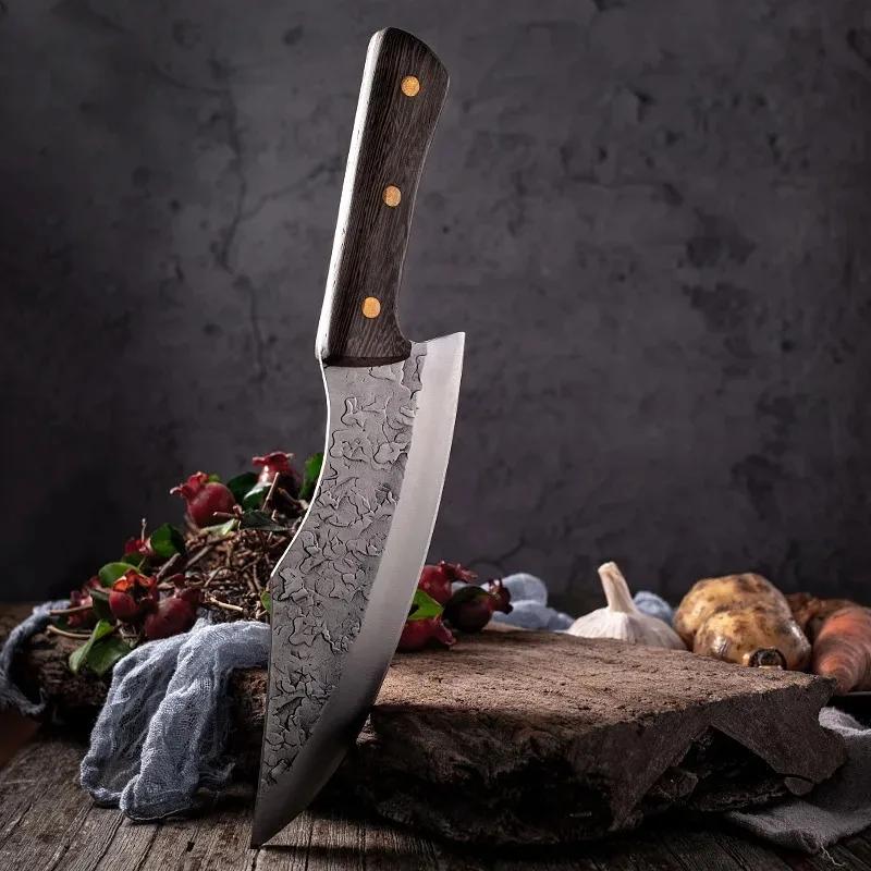 Couperet à viande forgé, couteau de boucher de cuisine, couteau de Chef à découper les os, manche en